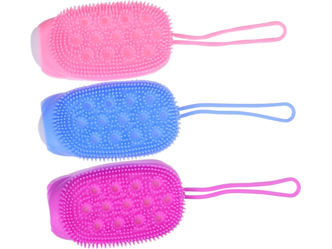 Conjunto De 3 Escovas Corporais Silicone Dupla Face Gatuida, Escova Esfoliante Macia Para Limpeza Profunda E Uso Diário