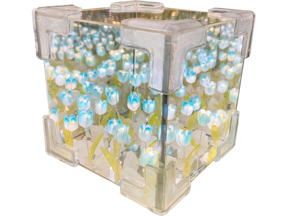 Luminária Noturna Espelhada Em Formato De Cubo, 10,2 X Cm. Decorativa