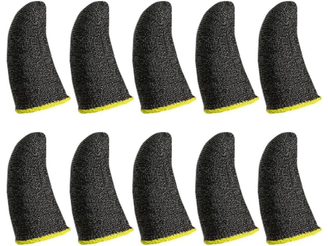 Lurelia Dedeiras Gaming Para Ecrã Tátil 10 Peças, Fibra Prateada, Antitranspirante, Elástico, Preto, Para Gaming Móvel E Ecrãs Táteis
