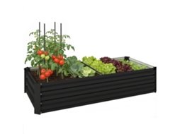 Jardineira Retangular Em Aço Galvanizado, 150x70x30 Cm, Cinza Escuro.