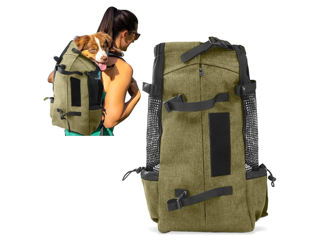 Mochila de Transporte para Cães e Gatos, Respirável, Até 10 Kg, Tamanho M, Marrom Claro AQUAFORGE