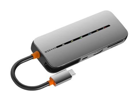 Adaptador ERAZER Dc09 9In1 Type-C a Thunderbolt4 Pd100W Hdmi 1000Mbps 2Usb3.0 2Usb2.0 para Huawei Mate40/P50 S20