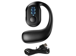Fones De Ouvido Sem Fio Bluetooth 5.3 Com Visor Digital, Uma Orelha, Parte Traseira Aberta, Preto Ly Ebike