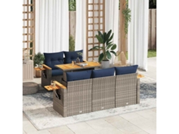 Vidaxl 6 Pcs Conjunto Sofás De Jardim Com Almofadões Vime Cinzento