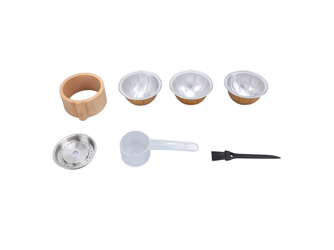 Kit de cápsulas de café reutilizáveis, recarregáveis, com colher e escova