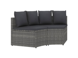 Vidaxl 2 Pcs Conjunto Sofás De Jardim C/ Almofadões Vime Pe Cinzento