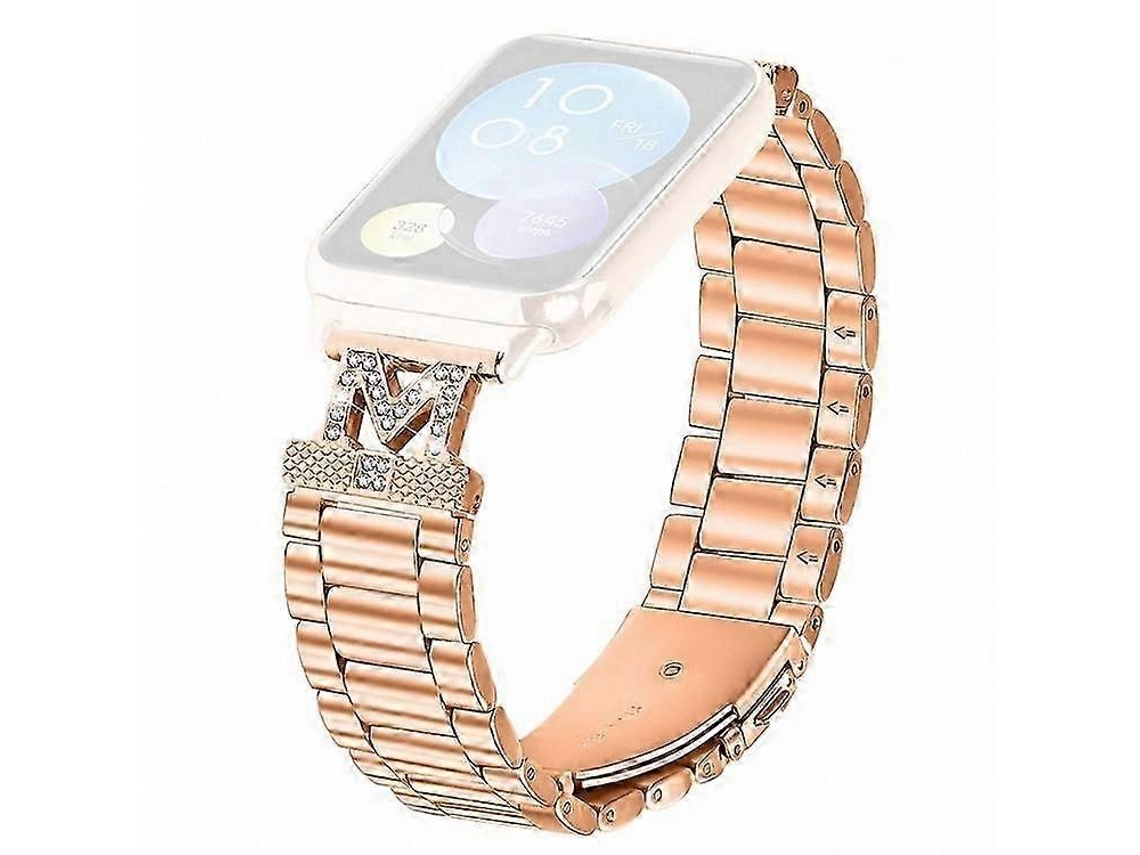 Pulseira De Aço Inoxidável Com Strass E 3 Contas Para Relógios Inteligentes Tipo M.