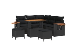 Conjunto 9 Conjunto De Sofá De Jardim Vidaxl Preto Vime Pe (219 X 219 X 85 Cm)