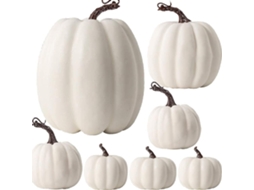Conjunto De 7 Abóboras Artificiais Para Decoração Outono, Abóbora Branca Para O Dia De Ação Graças, Colheita De Outono, Halloween E Natal Mgf