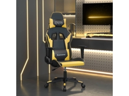 Vidaxl Cadeira Gaming Massagens Couro Artificial Preto E Dourado