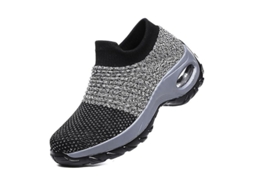 Tênis De Caminhada Feminino Sock Sneakers Leve Flexível Respirável Com Amortecimento Ar Tamanhos 35-42 Cinza