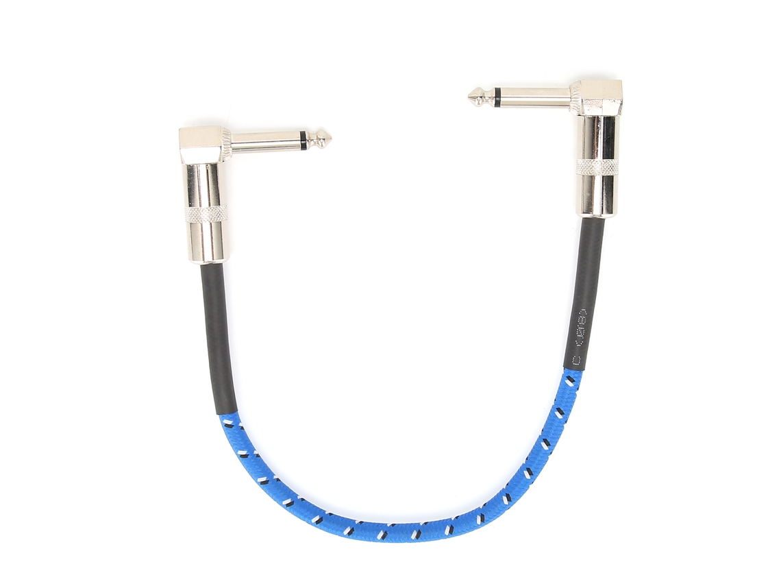 Aetheria cabo de Efeito para Guitarra Elétrica 6.35mm com Dobro Cotovelo de 90° Azul 33cm