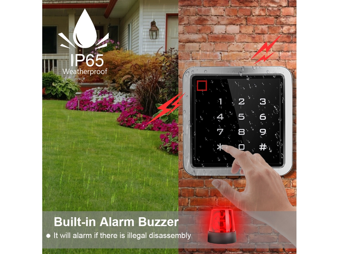 Controlador De Acesso Impermeável Ip65 Leitor Rfid 125khz Com Teclado Touch Abertura De Portas