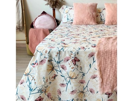 Jogo De Lençóis 100 Algodão Multicolorido Borboletas Rosas 4 Peças - Cama 150 Cm