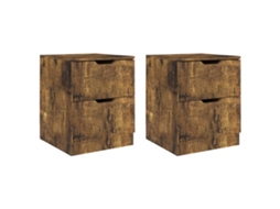 Bedside Cabinet, Bedside Cabinets Vidaxl Marrom Madeira Processada (n/a)