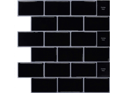 Omni 10 Adesivos de Lajes 3d Autoadesivos para Cozinha Preto Instalação Fácil Design Minimalista (30,5x30,5cm)
