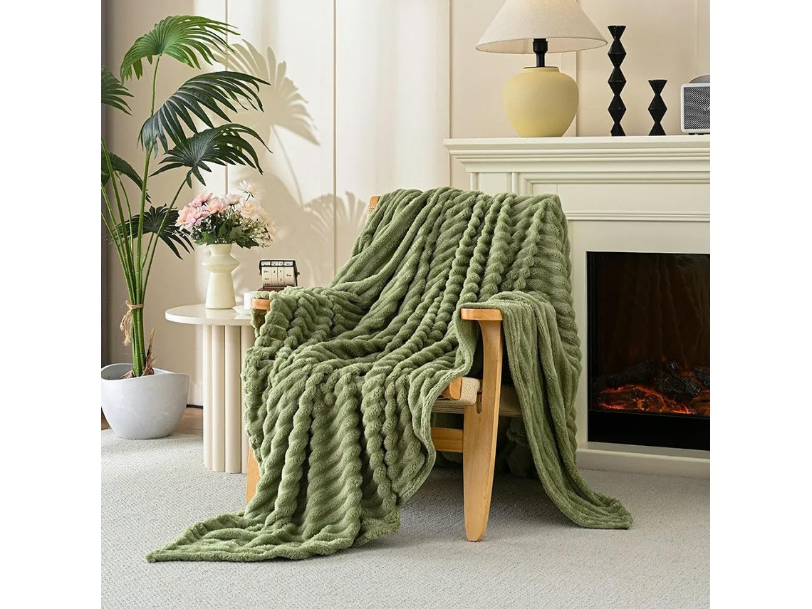 Manta de Veludo Cor Sólida Macia Grossa e Quente Ideal para o Inverno Perfeita Quarto Ou Sala Estar, Macio, Qu