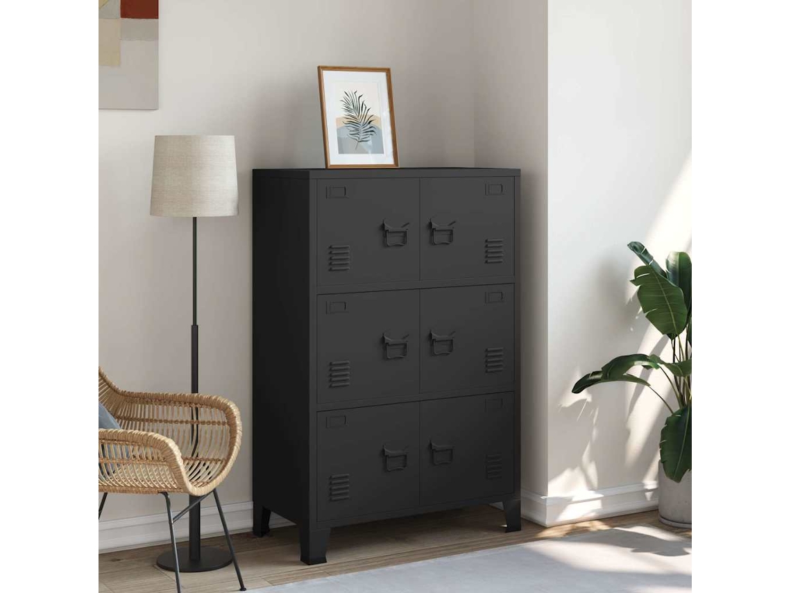 Vidaxl Aparador De Arrumação Industrial 75x40x115 Cm Metal Preto