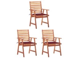 Vidaxl Cadeiras De Jantar P/ Jardim 3 Pcs C/ Almofadões Acácia Maciça