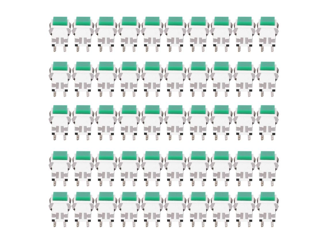 Interruptor De Botão De Trava Automática Com 6 Pinos 50pcs Botão Precisão Estável Verde 12v