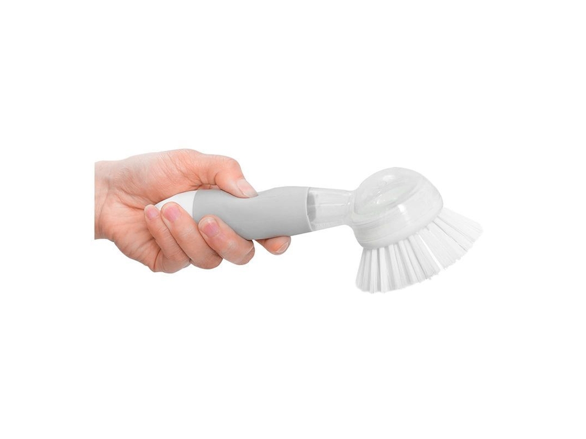 Escova de pratos NOVA LINE com dispenser de sabão, aço, com mangueira