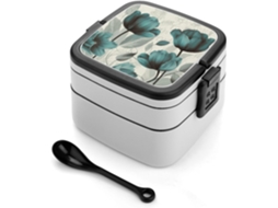 Lancheira Bento Floral Marmita Para Adultos Com Colher, Linda, Dupla Camada, Empilhável E À Prova De Vazamentos, Ideal