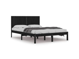 Bed Frame, Bed Frames Vidaxl Preto Madeira De Pinho (200 X 200 Cm)