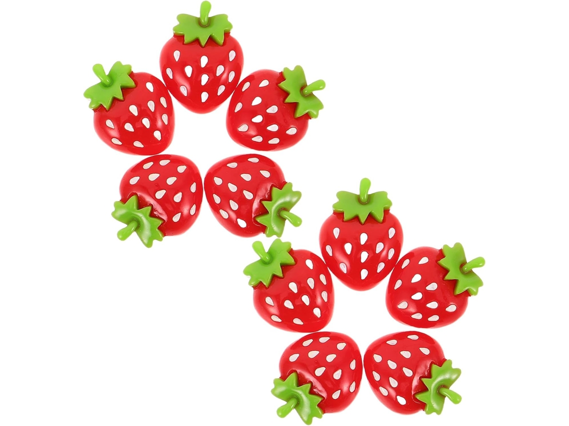 Ímãs De Resina Garneck, Fixação Magnética Segura E Fáceis De Trocar, 10 Peças, Formato De Morango Vermelho, Perfeitos