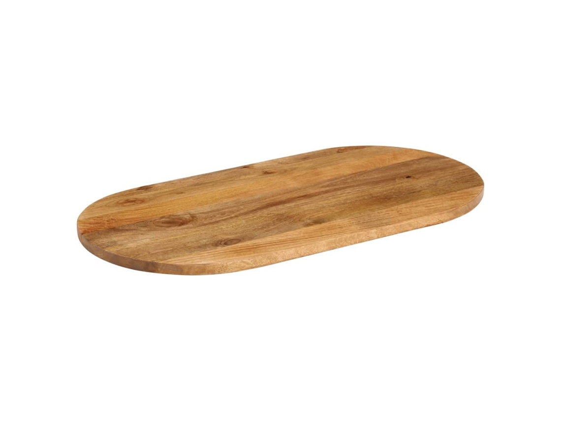 Tampo De Mesa | Tampo De Secretária | Superfície Da Mesa Oval 80x40x3,8 Cm Madeira De Mangueira Maciça