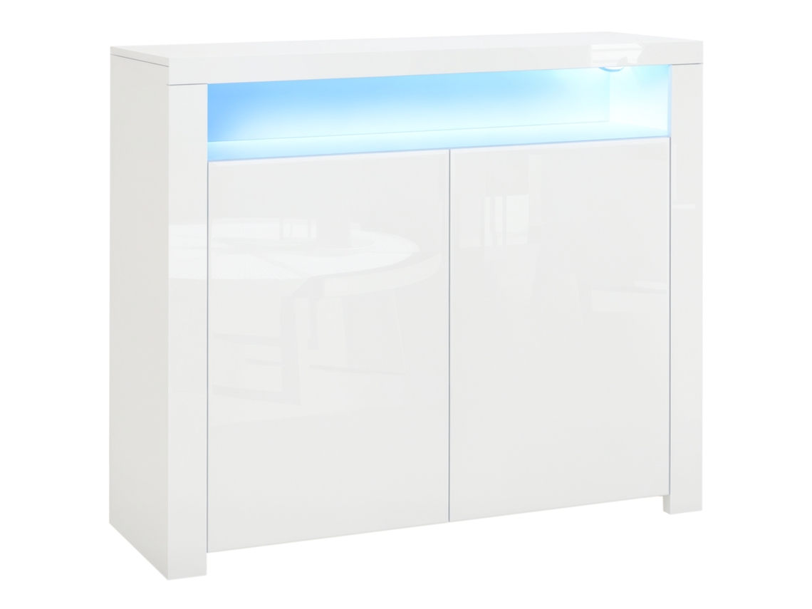 Móvel Multiuso Salvaspaço Em Madeira Branco Com Leds Coloridos 107x35x97cm