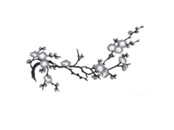 KOFIHETY Apliques de flores de cerejeira para costura e bordado, para vestido, cinza e preto