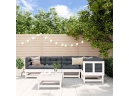 Vidaxl 6pcs Conjunto Lounge Jardim C/ Almofadões Madeira Maciça Branco