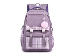 Mochila Escolar Cor Sólida Mochila Simples Multicamadas Para Computador Roxa