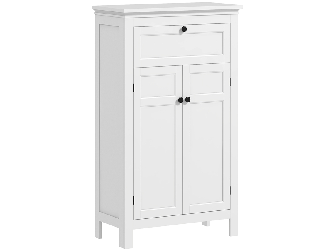 Armário de banheiro móvel com gaveta, portas e prateleira ajustável 60x30x102,5cm branco S/MARCA