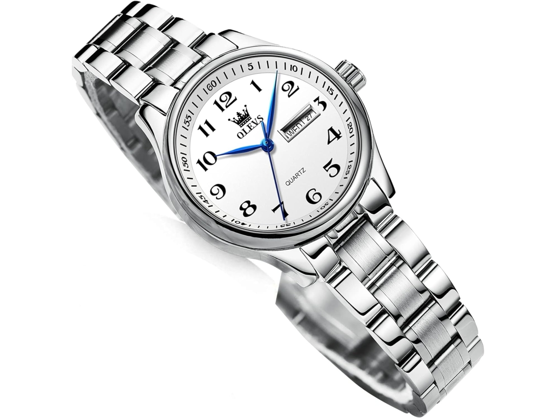 Lurelia Relógio Feminino, Movimento De Quartzo, Data/calendário, Luminoso, Detalhes Com Strass, 9,5 Mm, 0,37 Polegadas, 7,08 Polegadas, 14 Mm, Prata