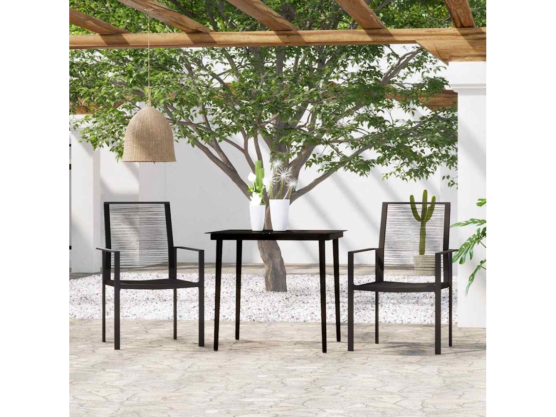 Vidaxl 3 Pcs Conjunto De Jantar Para Jardim Preto