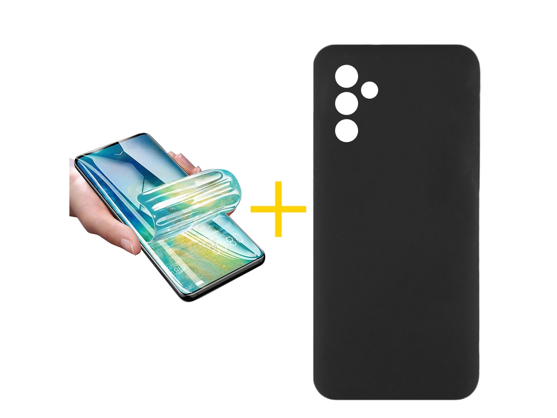 Pack 1 x Película de Hidrogel + Capa SKYHE Samsung Galaxy A35 5G Silicone Líquido Preto