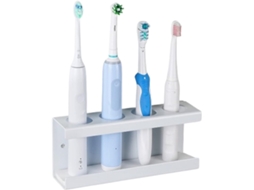 Suporte Escova Dentes Elétrica Parede 4 Compartimentos Diatomácea 8 5x5x20cm Branco