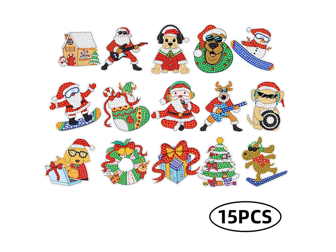 Kit Pintura Diamante 5d Chaveiro Natal 15pcs