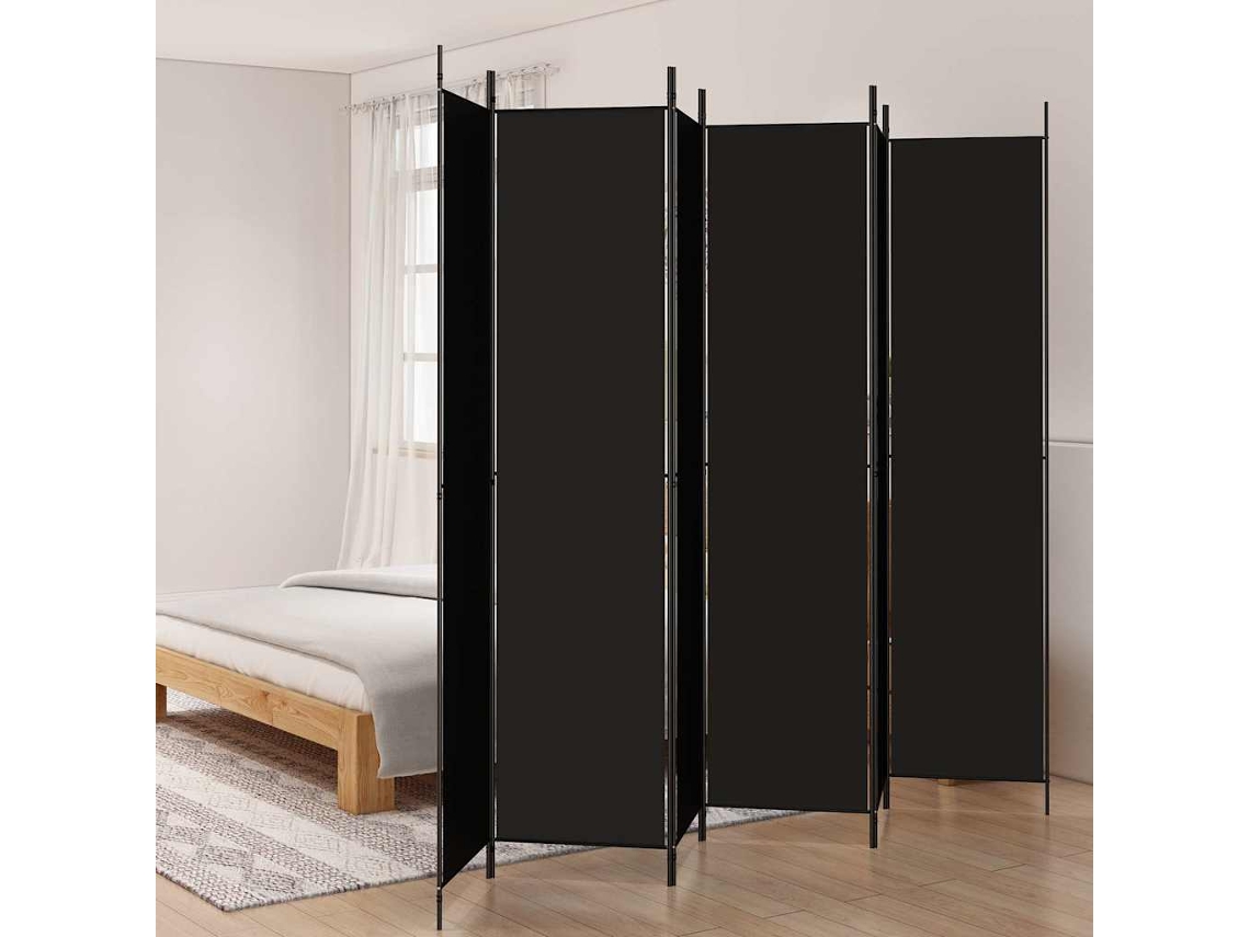 Vidaxl Divisória De Quarto Com 6 Painéis 300x220 Cm Tecido Preto