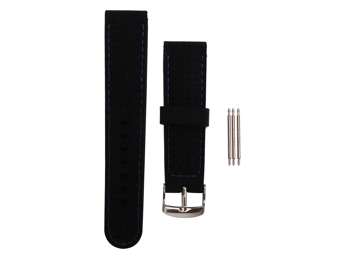 Pulseira de silicone para relógio com fivela de pino de 22 mm para esportes ao ar livre (costura roxa)
