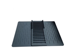 Rack De Secagem Pratos Silicone, Tapete Dobrável, Economiza Espaço, Preto