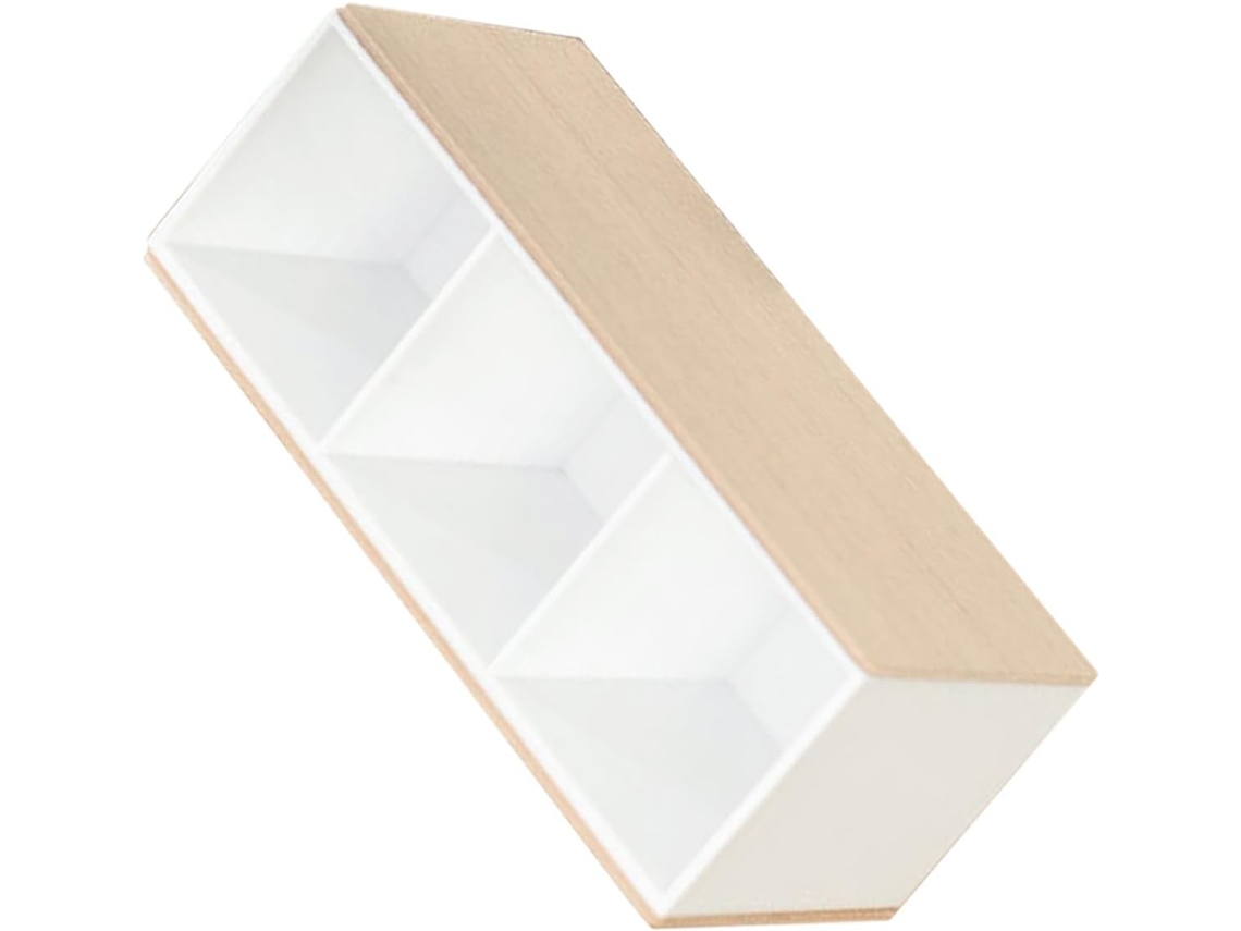 Caixa Organizadora de Mesa Multifuncional Alipis em Material Sintético Branco com 3 Compartimentos para Smartp