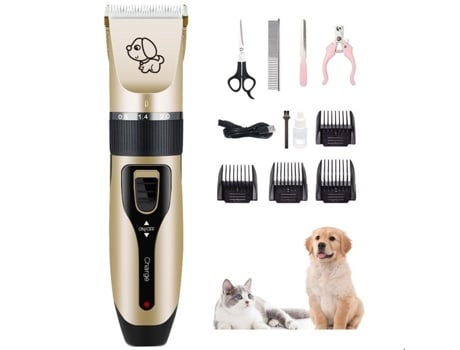 Yulinland Máquina de cortar pelos de cachorro profissional sem fio, à prova d'água, recarregável por USB, fácil de limpar