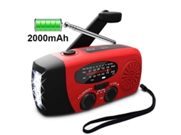 Rádio De Emergência Com Lanterna E Rádio Sos De 2000mah Com Manivela, Para Comunicação, Iluminação E Carregamento Conforme As Funções Indicadas