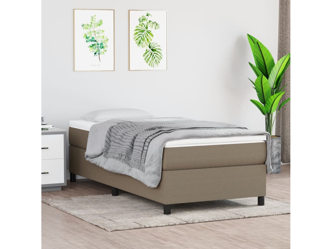Vidaxl Cama Com Molas/colchão 80x200 Cm Tecido Castanho-acinzentado