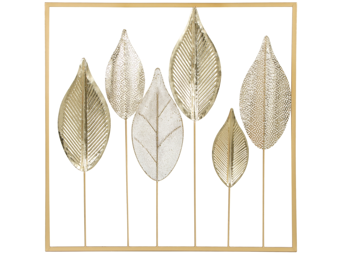 Decoração Moderna Ouro De Parede Metal, Escultura Em Forma Folha, 70 X Cm,