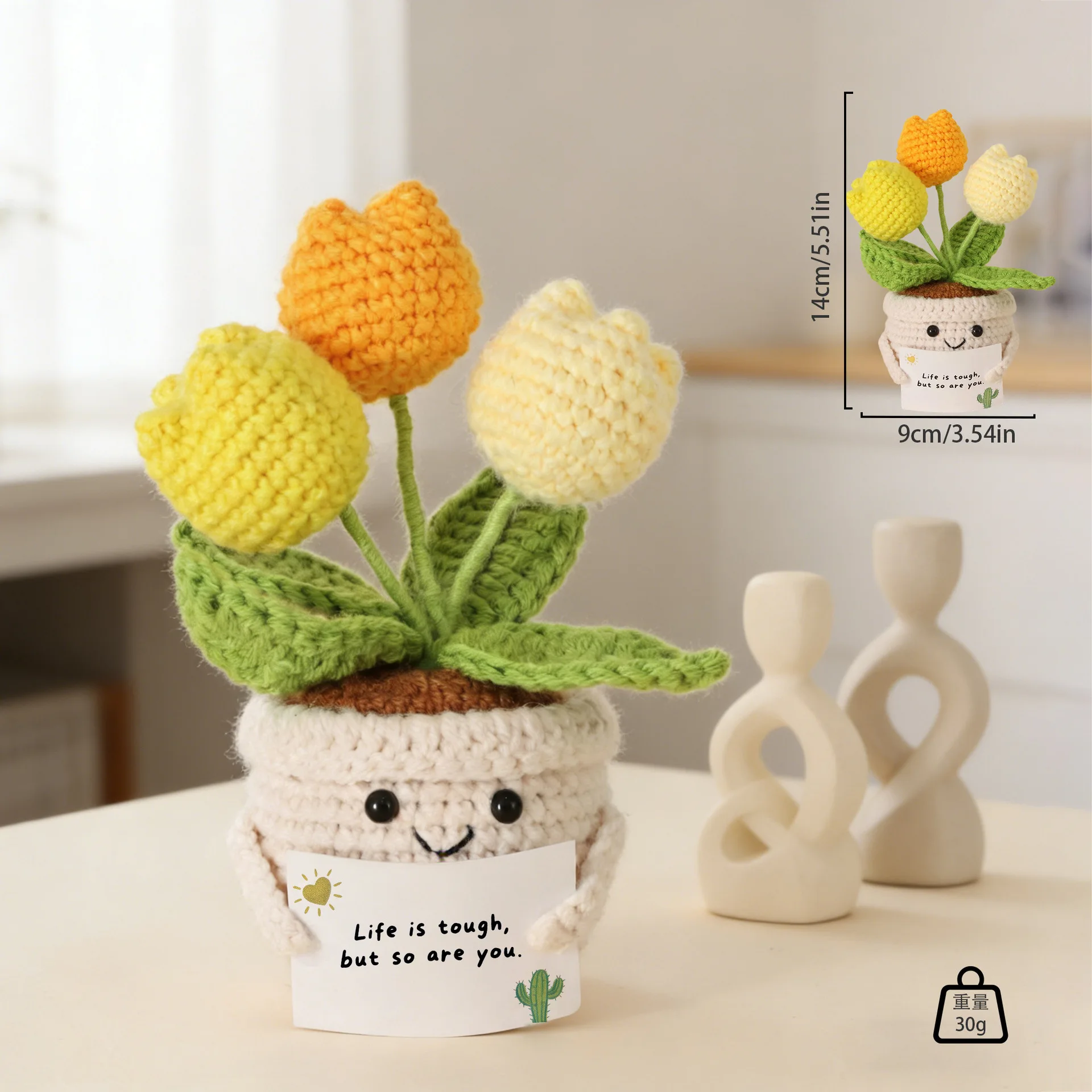 Novo Vaso De Tulipas De Crochê, Feito À Mão, Plantas De Crochê