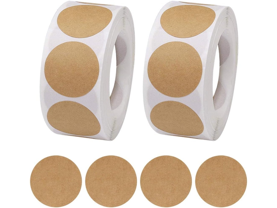 Etiquetas Redondas Autoadesivas, 2,5 Cm/1 Polegada, Em Papel Kraft Autoadesivo Para Congelamento E Confeitaria.