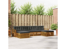 Vidaxl Conjunto De Sofás Para Exterior 6 Unid. Natural E Antracite